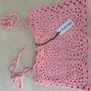 TICTOC Pink Crochet tops